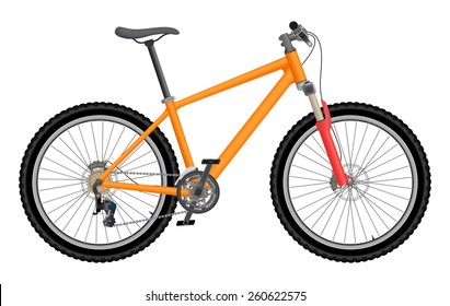 Vector illustration of orange hardtail mountain bike 