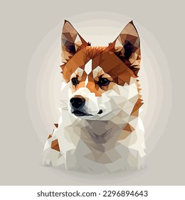 Vector Illustration of Orange Head Dog, muzzle Puppy isolated on white background. Dog with red-beige fur. Domestic animal. Made in low poly style vector graphic.