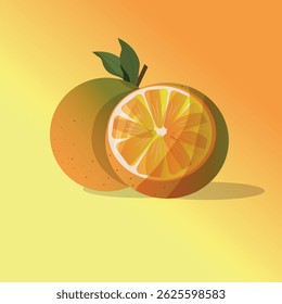 Vector illustration of orange. Healthy fruit for breakfast