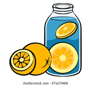Vector illustration of orange infused water solid line art