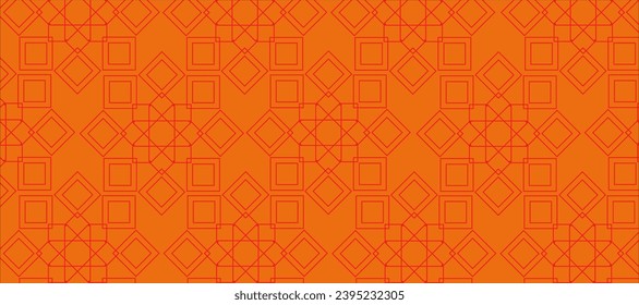 Vektorgrafik von orangefarbenem, isoliertem islamischem Hintergrund, das als Grenzmotiv für Gewebe und Kleidung verwendet werden kann