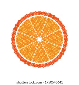Ilustración vectorial de una naranja aislada sobre fondo blanco.