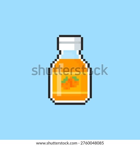Vector Illustration of Orange Juice Bottle with Pixel Art Design, perfect for game assets themed designs