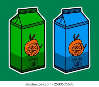 Vector Illustration of a Orange Juice Box in Comic Style