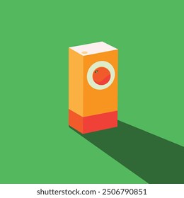 Vector Illustration of Orange juice carton. Refreshing drink concept.