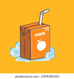 Vector Illustration of orange juice paper box 