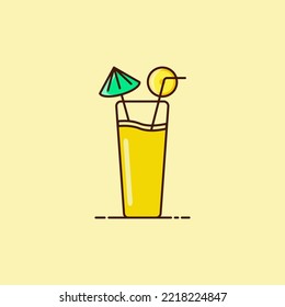 Vector illustration of orange juice which is suitable for use as a sticker, especially in summer. flat design