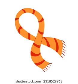 Ilustración vectorial de la bufanda de punto naranja aislada en fondo blanco. Escarcha otoñal