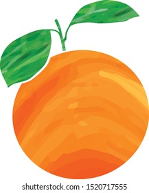 Vector illustration of an orange with leaves isolated on white.