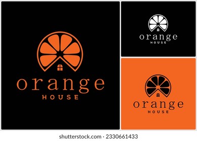 Vector Illustration of a Orange Lemon Fruit House Logo Icon Vector Design