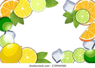 Vector illustration of orange, lemon and lime slice