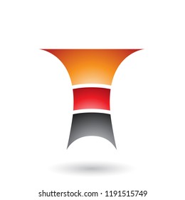 Vector Illustration of Orange Letter T with Three Layers isolated on a White Background