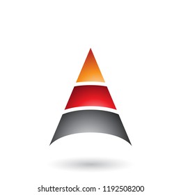 Vector Illustration of Orange Letter A with Three Layers isolated on a White Background