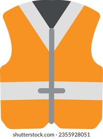 Vector illustration of orange life jacket, worker vest. Firefighters and rescuers.