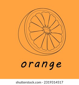 vector illustration of a orange. Lines art tropical fruit