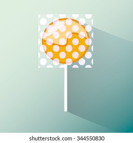 Vector illustration with orange lollipop wrapper