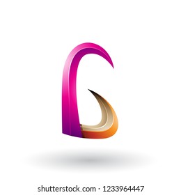 Vektorgrafik von Orange und Magenta 3D-Horn, wie Buchstabe G, einzeln auf weißem Hintergrund