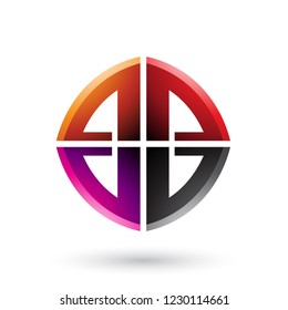Vector Illustration of Orange and Magenta Double Sided Shape of Letter B isolated on a White Background