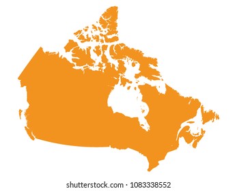 Vector illustration of an Orange Map of Canada