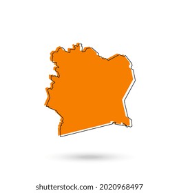 Vector Illustration of the orange Map of Ivory Coast on White Background