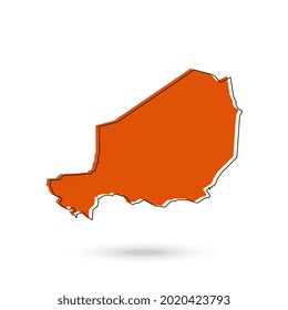 Vektorgrafik der orangefarbenen Karte von Niger auf weißem Hintergrund