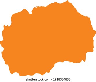 vector illustration of Orange map of North Macedonia