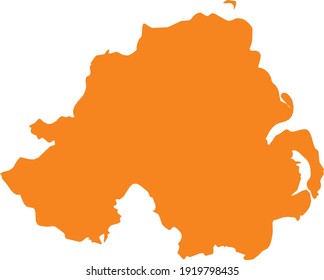 vector illustration of Orange map of North Ireland