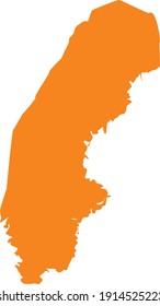vector illustration of Orange map of Sweden