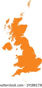 vector illustration of Orange map of United Kingdom