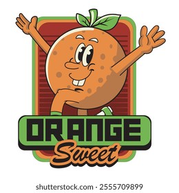 Vector Illustration of Orange Mascot with Retro Mascot Illustration Available for Logo Badge