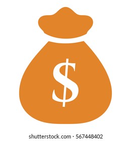Ilustración vectorial de la Bolsa de Dinero Naranja con el símbolo del dólar

