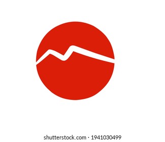 Vector illustration of an orange mountain and a white M letter logo