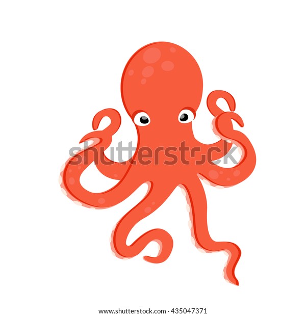 ベクターイラストオレンジタコ 海の生き物 漫画のタコ のベクター画像素材 ロイヤリティフリー 435047371