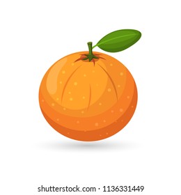 Vector illustration of an orange with one leaves