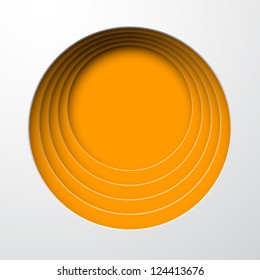 Ilustración vectorial de papel naranja tallado alrededor de burbujas. Eps10.