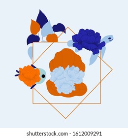 vector illustration with orange pearl and colorful leaves, perfect to use on the web or in print 