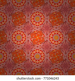 Vector illustration. Orange, pink and neutral colors. Colored mandalas element.