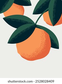 Ilustración vectorial. Naranja. Cartel, Anuncio, tarjeta, cubierta. Dieta, frutas. Diseño moderno.