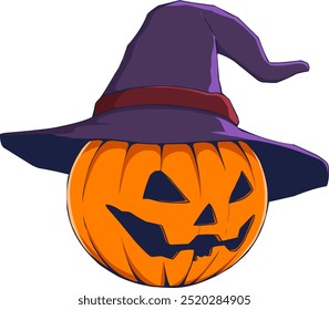 Vector illustration of orange pumpkin with scary face shape suitable for Halloween theme