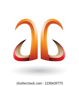 Vector Illustration of Orange and Red 3d Horn Like Letter A and G isolated on a White Background
