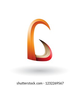 Vector Illustration of Orange and Red 3d Horn Like Letter G isolated on a White Background