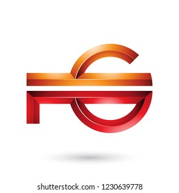 Vector Illustration of Orange and Red Abstract Key-like Symbol isolated on a White Background
