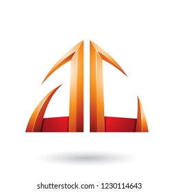 Ilustración vectorial de las letras A y C con forma de flecha naranja y roja aisladas en un fondo blanco