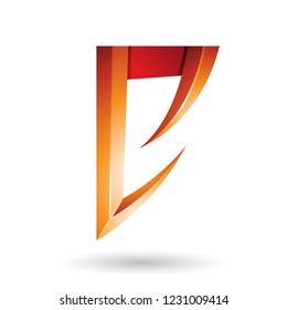 Vector Illustration of Orange and Red Arrow Shaped Letter E isolated on a White Background