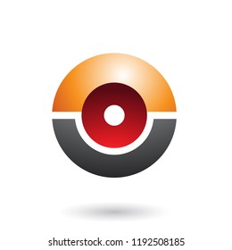 Vector Illustration of Orange Red and Black Futuristic Shiny Sphere isolated on a White Background