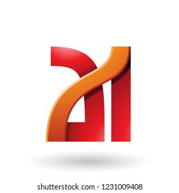 Ilustración vectorial de las letras dobles A y I negrita naranja y rojo aisladas en fondo blanco