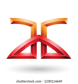 Vector Illustration of Orange and Red Bridged Embossed Letters of A and G isolated on a White Background