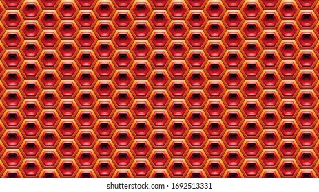 Vector Illustration of Orange and Red Embossed Hexagon Background