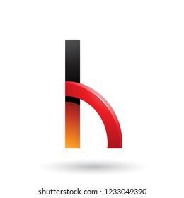 Vektorgrafik des orangen und roten Buchstabens H mit einem Glossy Quarter Circle einzeln auf weißem Hintergrund