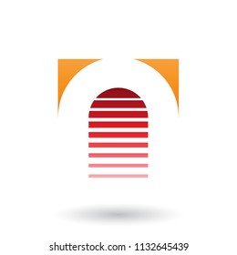 Vector Illustration of Orange and Red Reversed U Icon for Letter A isolated on a White Background